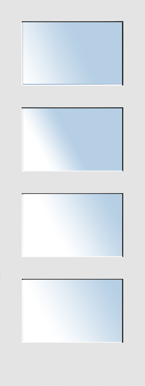 4 even panels with clear glass