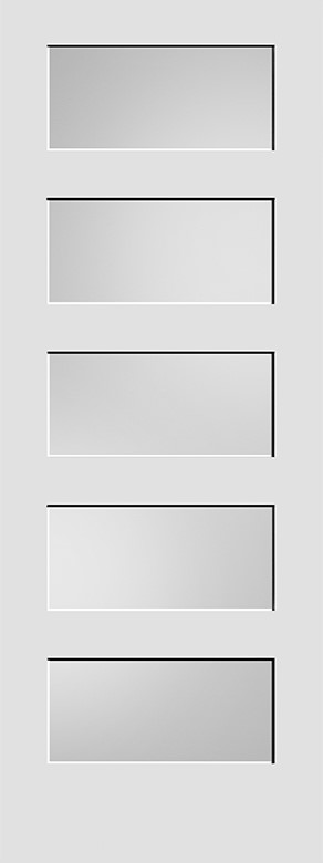 5 even panels with frosted glass